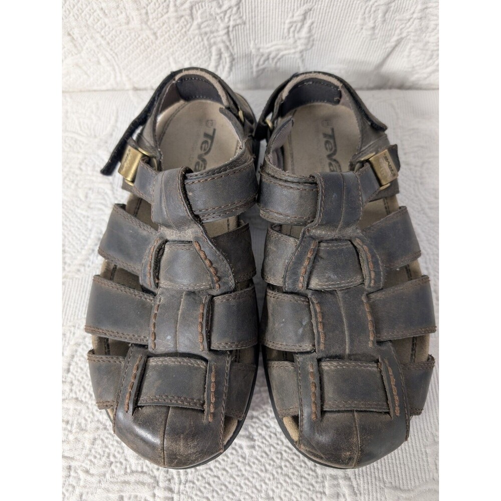Teva Sandals Men's 11 Hamner Brown Leather Fisherman Shoes